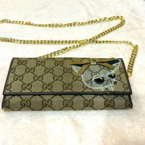 Gucci Canvas/Leather with Chihuahua & Bow/Tag Infront  Chain